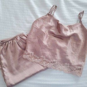 Victoria's Secret Mauve Print Satin Cami Sleep Set